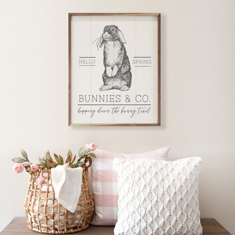 Hello Spring Bunnies And Co White, 20" H x 16" W x 1" D