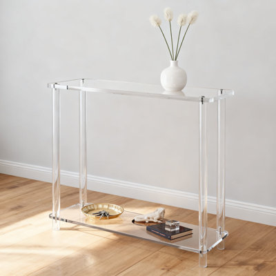 Modern Acrylic Console Table With 2-Tier Design, Clear Transparent Narrow Entryway Table For Living Room, Hallway, Sofa & Small Spaces
