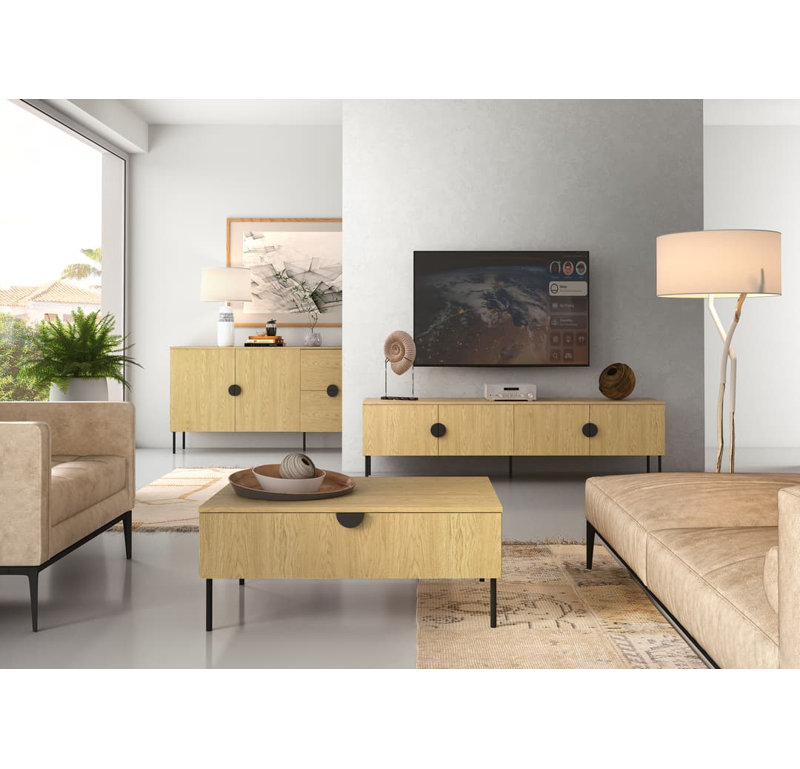 Taishmara 160cm Sideboard, Oak Baltic/Black