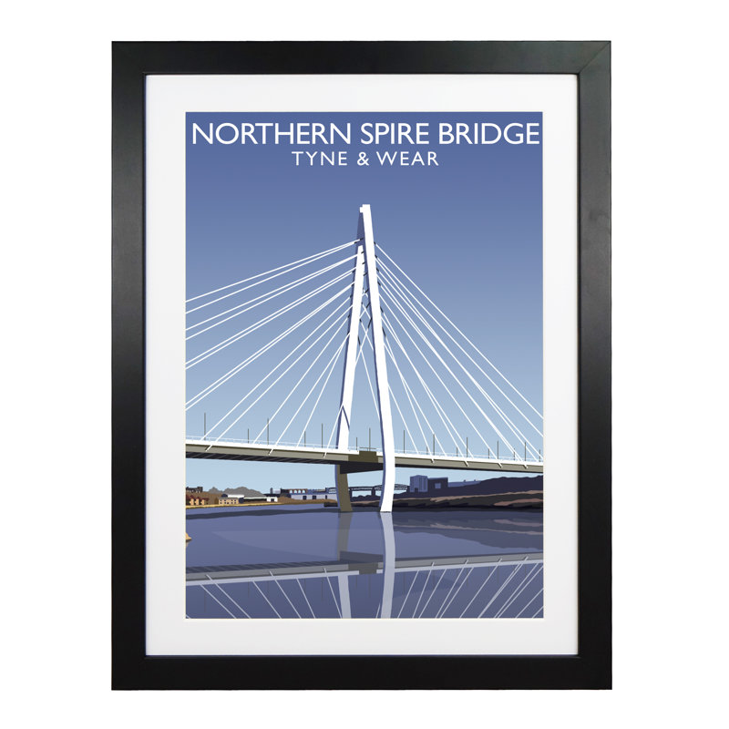 Northern Spire Bridge by Richard O'Neil - Print, Black Wood Frame, 43.5 cm H x 33.5 cm W x 2.2 cm D