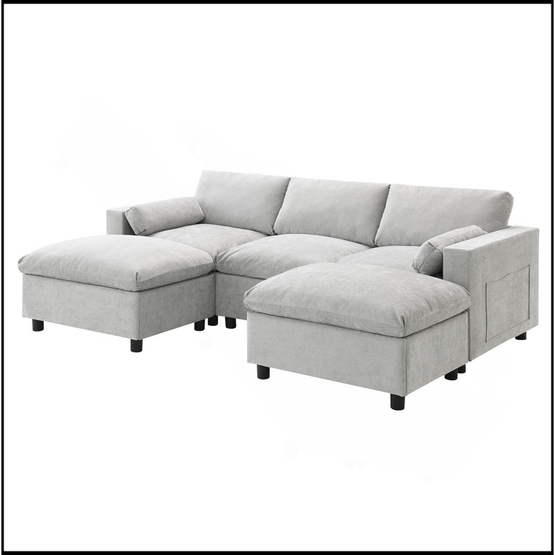 Canapé modulaire 86,5 po Chenille, Gris moyen