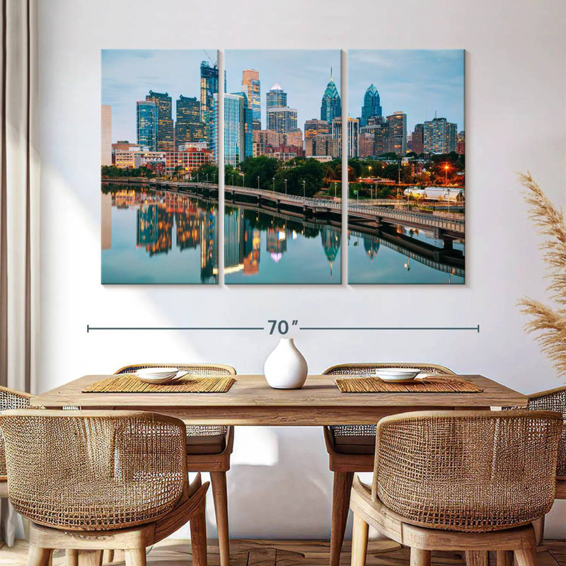 Silhouette de Sireci, Philadelphie et rivière Schuylkill, H 42 po x l 65 po