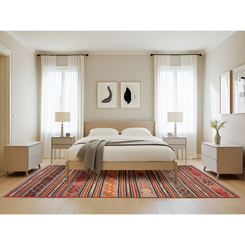 Tapis contemporain brun / orange / jaune, Rectangle 5 pi x 8 pi