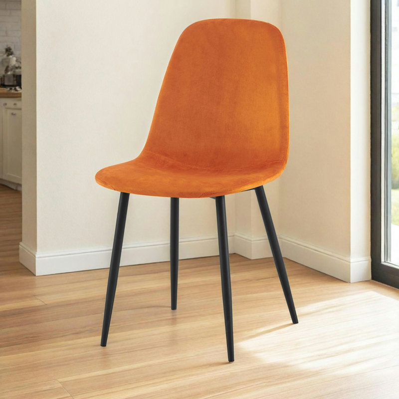 Luxe 55cm H Upholstered Metal Side Chair, Orange