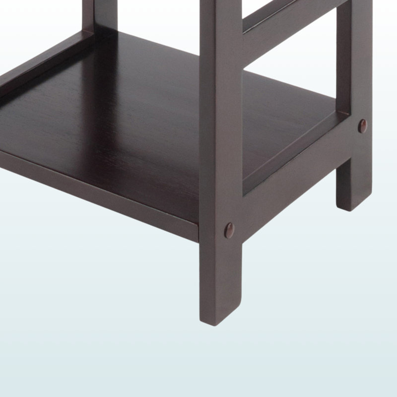 Dorian Two-Tier Freestanding Storage Shelf in Brown, 28.97"H x 13.12"W x 10.95"D, (2 Shelves) 28.97" H x 13.12" W x 10.95" D