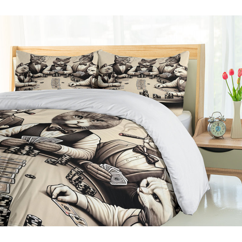 Cat Duvet Cover, California King Duvet Cover + 2 Standard Shams