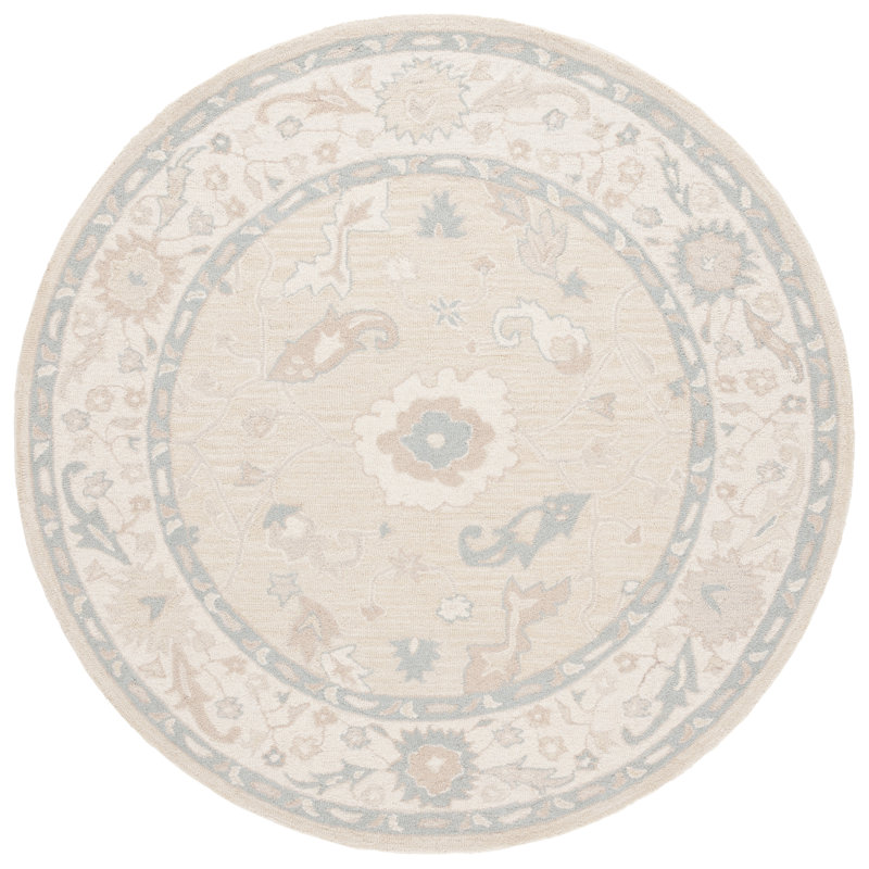Ebony Hand Tufted Wool Pile Oriental Rug, Round 6"