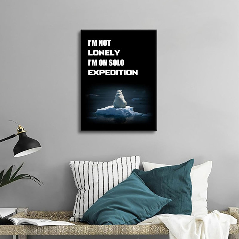 Art inspirant sur toile, affiches de motivation «I’M Not Lonely», impression sur toile, citations inspirantes, peinture sur toile, bureau, décoration murale, salon, encadré [H 18 po x l 24 po]