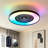 Makaiyla 24" WiFi/Bluetooth RGB Flush Mount Ceiling Fan Lights with Remote/APP/Voice Control, 6 Speeds, Timer, Quiet DC Motor-2079662161-2055454958