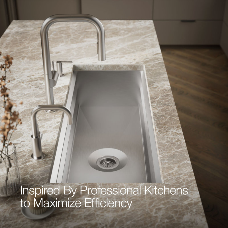 Prolific 44" L x 18-1/4" W x 10" Undermount Single Bowl Kitchen Sink with Accessories