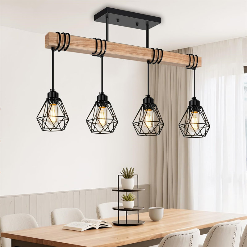 3-Lights Farmhouse Dining Room Pendant Light Fixtures, 4 Lights