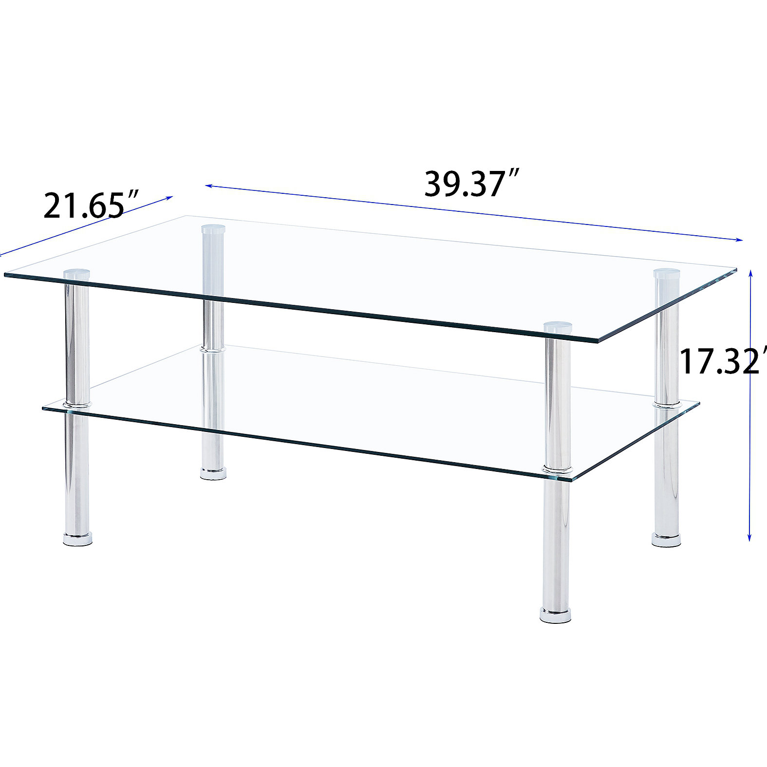 Wrought Studio Eversyn 4 Legs Coffee Table with Storage, Clear Glass