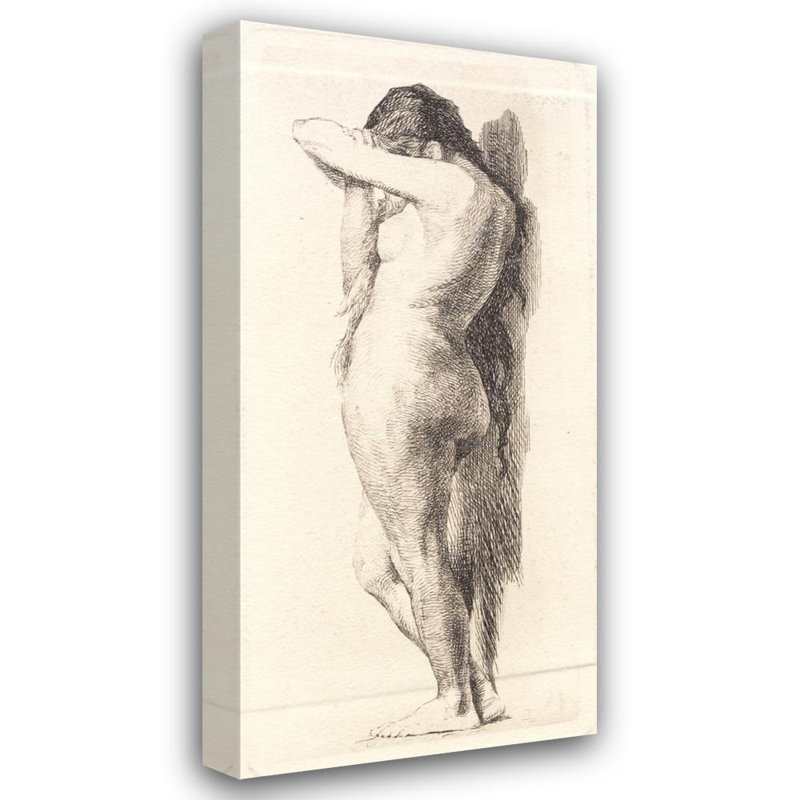 "Femme nue debout, visage caché" par Frans Schwartz - Art mural sur toile tendue avec châssis, H 48 po x l 33 po