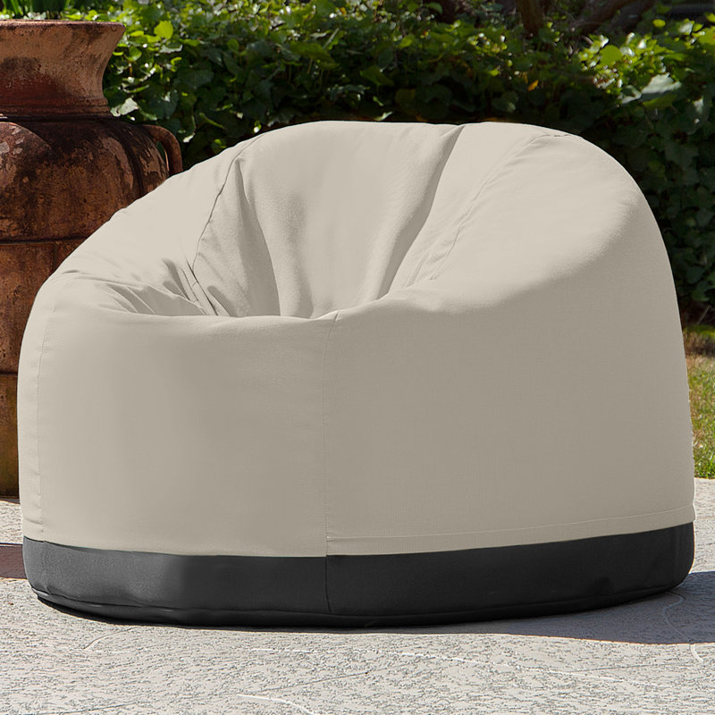 Palmetto Large Round Outdoor Bean Bag Club Chair, Sunbrella Flax