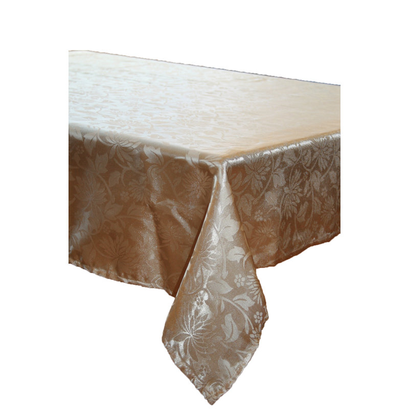 Wiersma European Floral Tablecloth, Gold, 70" W x 52" L