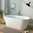 FerdY Bali 55" Freestanding Bathtub, Gracefully Shaped Soaking tub, Glossy White, cUPC Certified, Brushed Nickel Drain & Classic Slooted Overflow Assembly Included-105252180-122743618