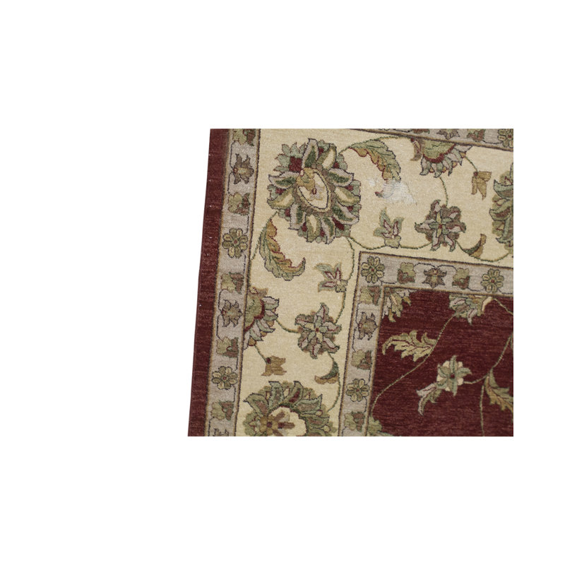 Tapis rouge et beige noué à la main de haute qualité