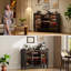 Armoire à vin à DEL avec support à vin, porte-verres et tablettes amovibles, buffet pour boissons alcoolisées et café