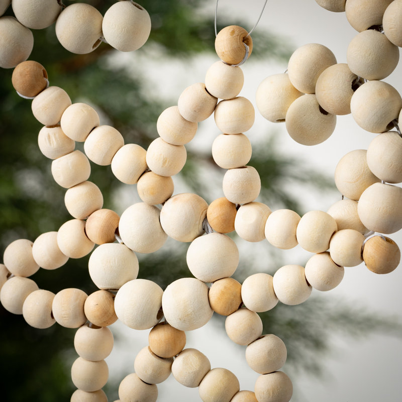 Ensemble d'ornement en forme de perle de bois 3 pièces