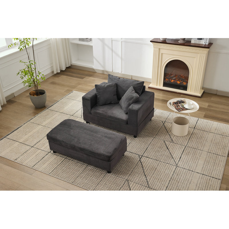 Chaise longue d'intérieur avec repose-pieds et coussins amovibles, Gris foncé