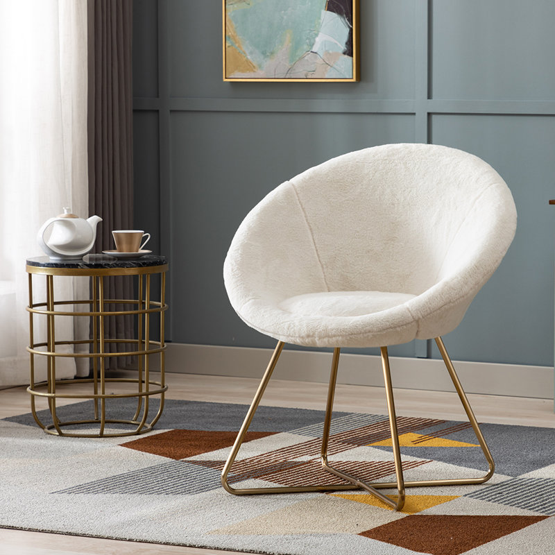 Upholstered Barrel Chair, White