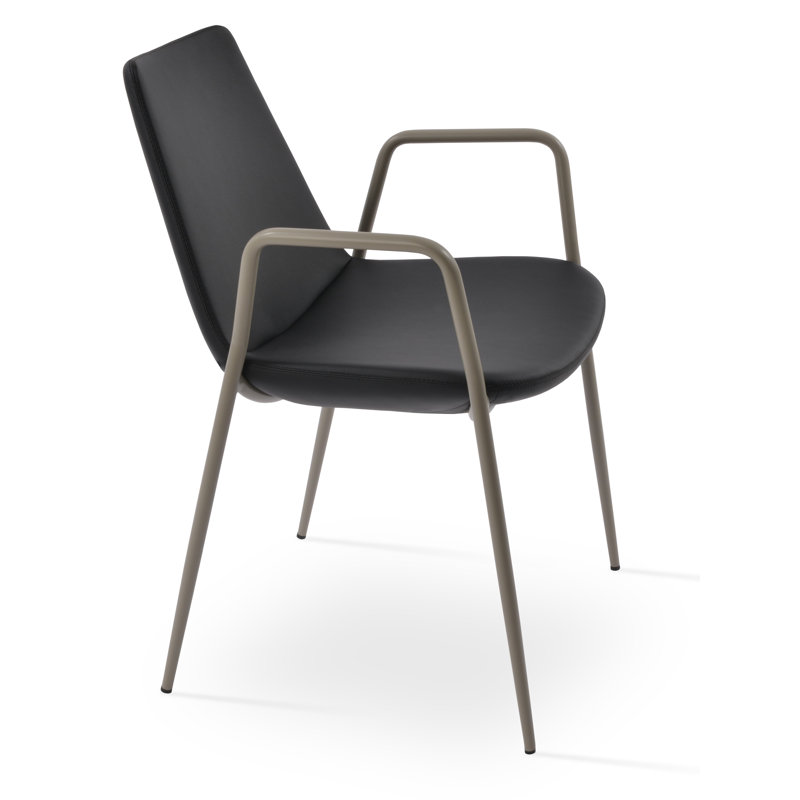 Chaise rembourrée Eiffel, Os, Similicuir noir