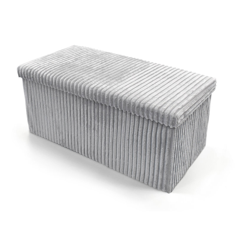 38 CORDUROY STORAGE BOX, 38cm H x 80cm W x 7cm D, Silver