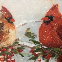 The Holiday Aisle® Hayslee Winter Cardinals Scene Embossed Indoor