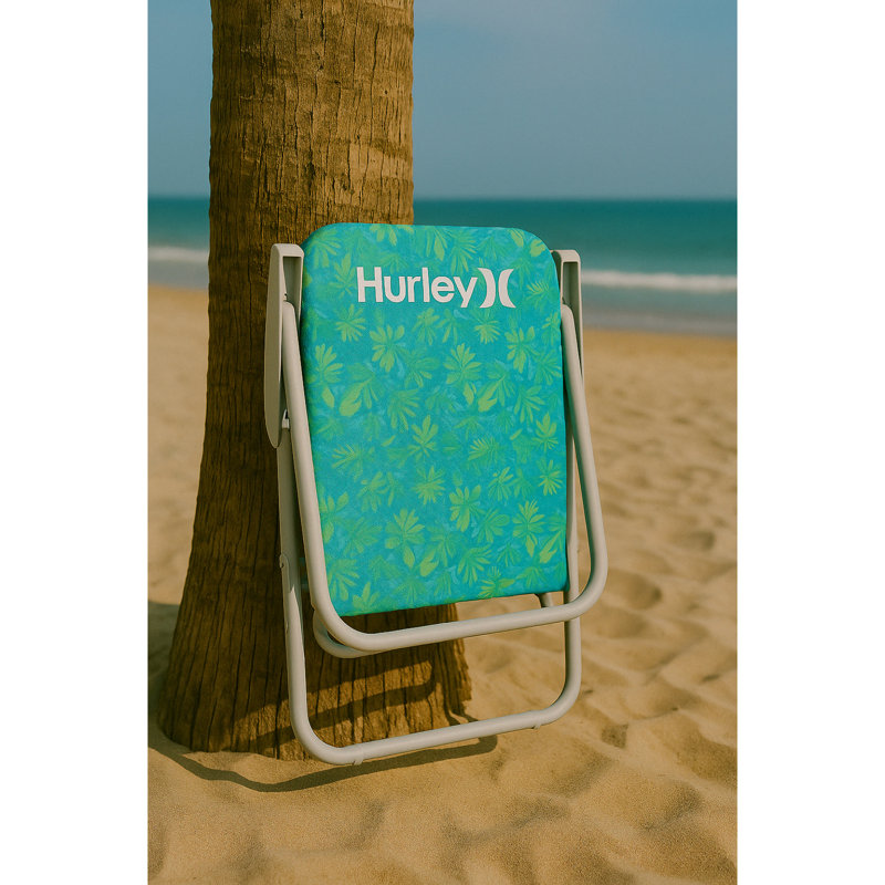 Hurley Single Position Design Beach Chair, Teal Blue Abstract