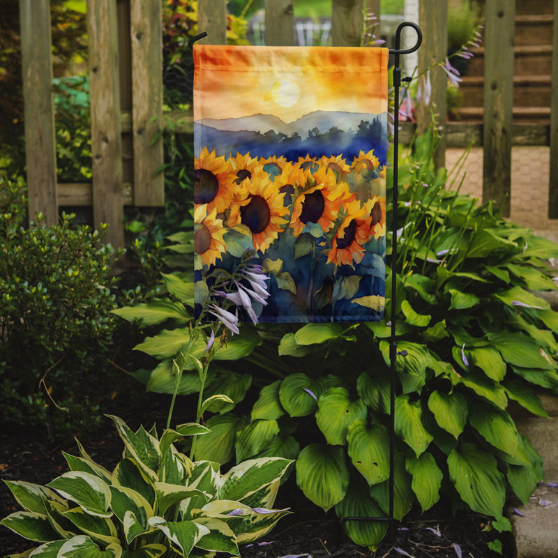 Tournesols dans un drapeau de jardin aquarelle