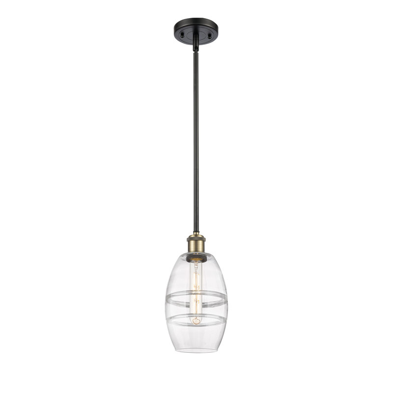Luminaire suspendu à 1 tige Ballston Bettylou-516-G557, H 8,13 po x l 5,88 po x P 5,88 po, Transparent, Laiton antique noir