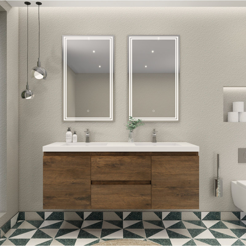 Ensemble de meuble-lavabo double 59 po Aylanna, Palissandre