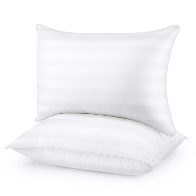Down Alternative Queen bed Pillows 2 Pack Soft Satin stripe Fiber Queen  Pillows