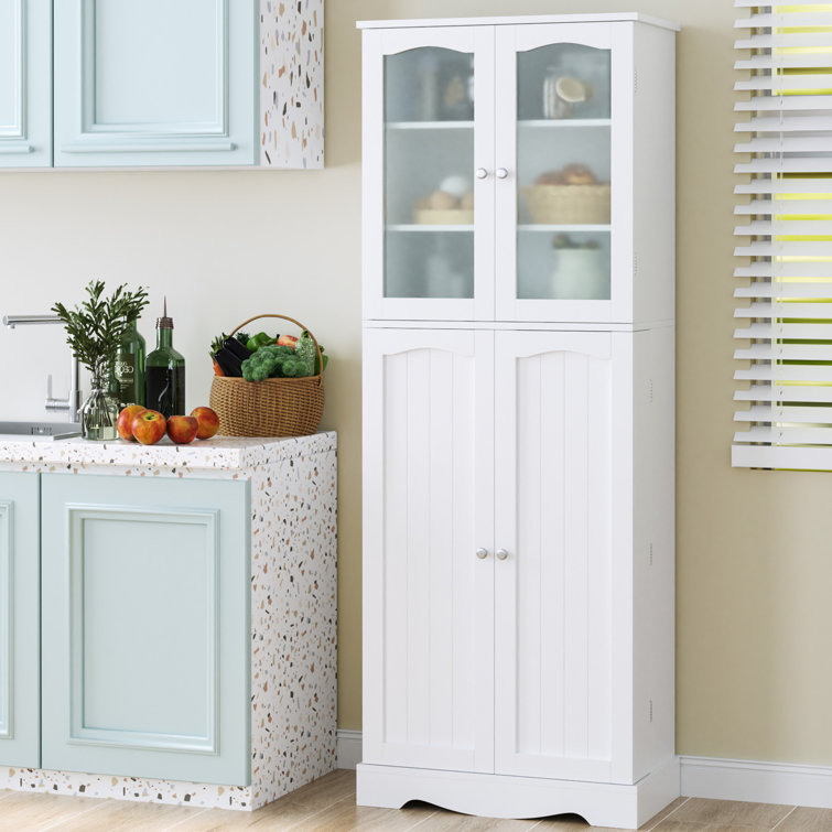 Kitchen Pantry Storage Cabinet, 71'' Kitchen Pantry Cabinet with 6 Doors,  White Pantry Cabinets for Kitchen Storage with Adjustable Shelves, Pantry