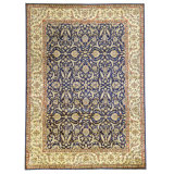 High-Quality Hand-Knotted Navy And Gold Area Rug