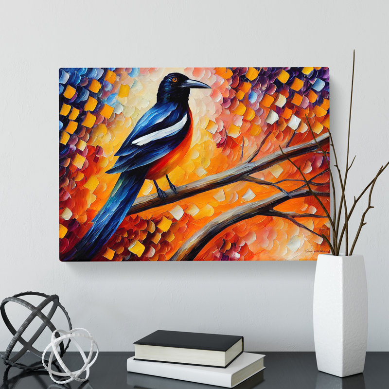 Magpie Bird Vol.3 Abstract - Wrapped Canvas Print, 50cm H x 76cm W x 3cm D