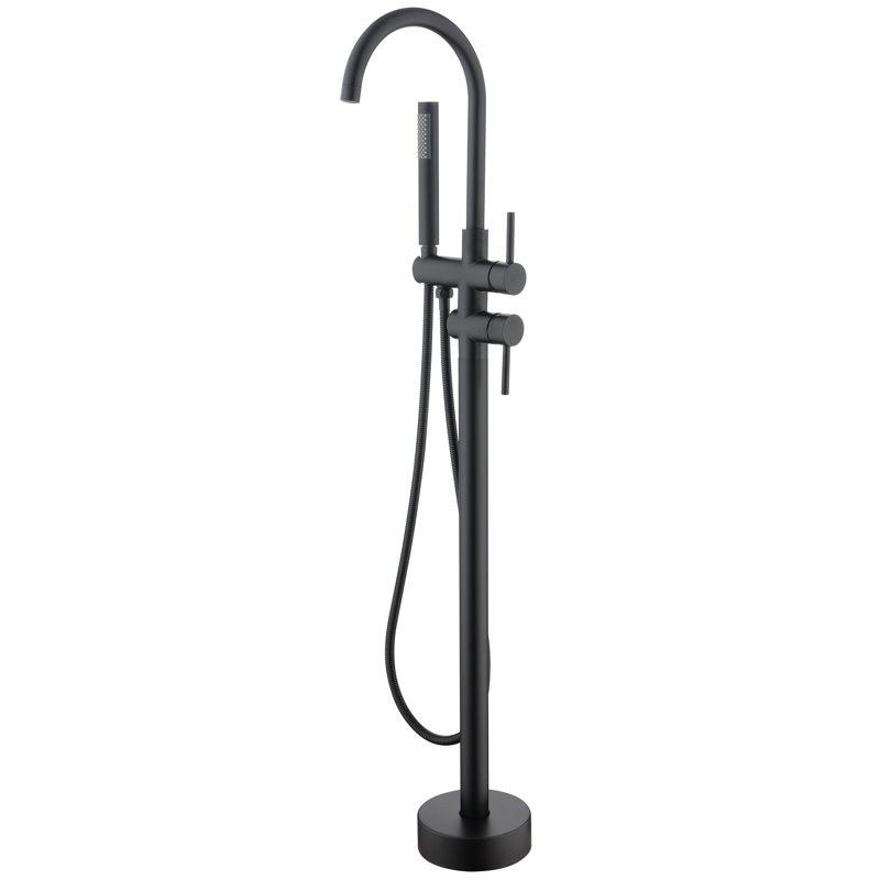 Matte Black Tub Faucet With And Materials - Stainless Steel Conversion Knob Splash, Matte Black