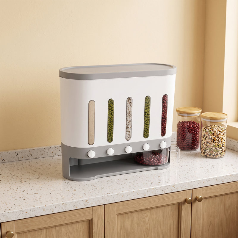 Ensemble de 5 contenants de rangement pour céréales pour aliments secs à fixation murale