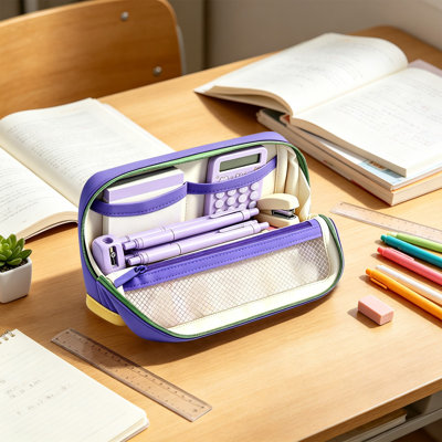 Trousse à crayons magnétique pliable en tissu non tissé, grande capacité, avec poignée de transport, idéale pour les étudiants.