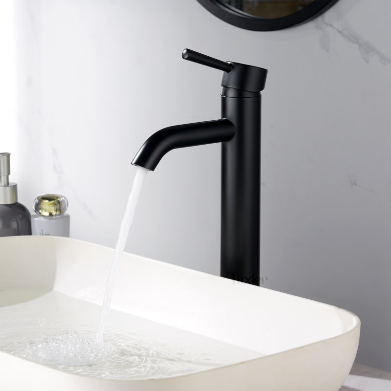 Vessel Sink Bathroom Faucet with Drain Assembly, Matte Black