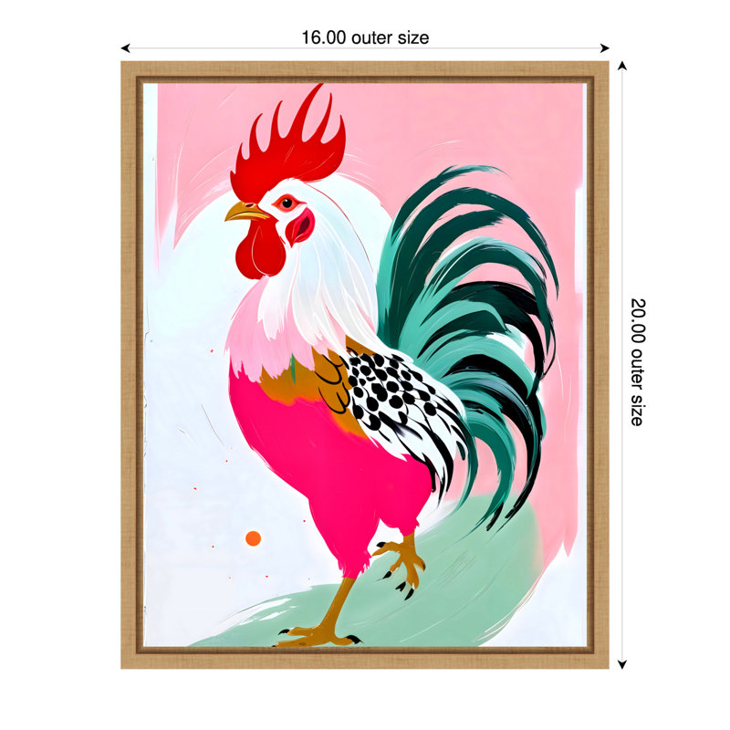 «Rooster» par Maupin, reproduction d'art sur toile encadrée, H 20 po x l 16 po