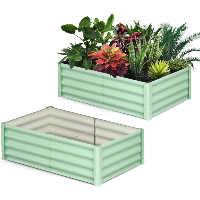 Metal Raised Garden Bed, 2.5cm H x 15.2cm W x 7.6cm D, Green
