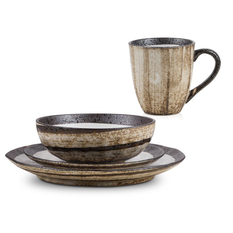 Stone Lain Lucy Beige Porcelain 16-Piece Dinnerware Set
