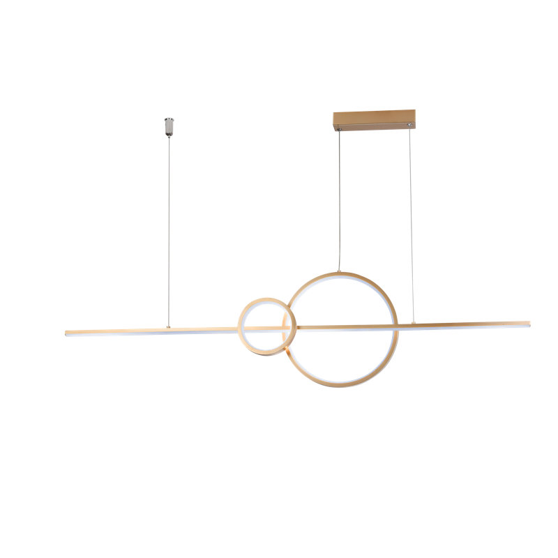 1 - Light LED Wagon Wheel Pendant, Gold