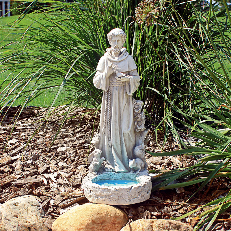 Statue de bain d'oiseaux St. Francis Garden