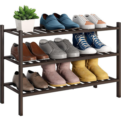 Range-chaussures empilable en bambou 3 niveaux