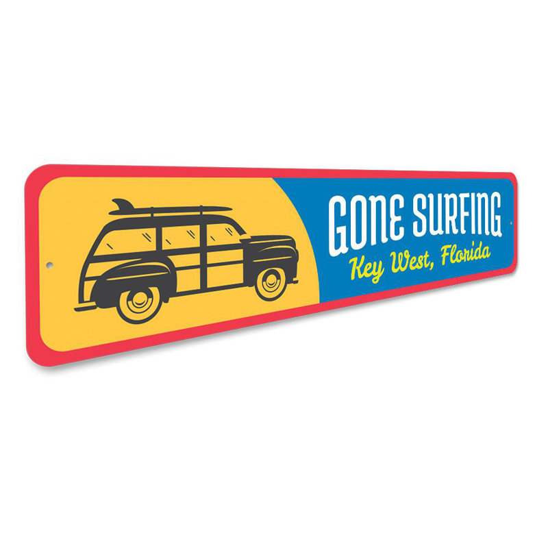 Panneau en aluminium Gone Surfing Key West, H 6 po x l 24 po x P 0,06 po