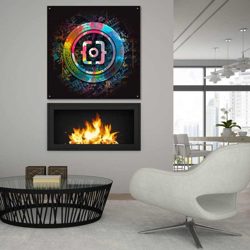 Art mural en verre acrylique 12 po x 12 po «Ordi Crypto Power» par Epic Portfolio, H 36 po x l 36 po x P 0,2 po
