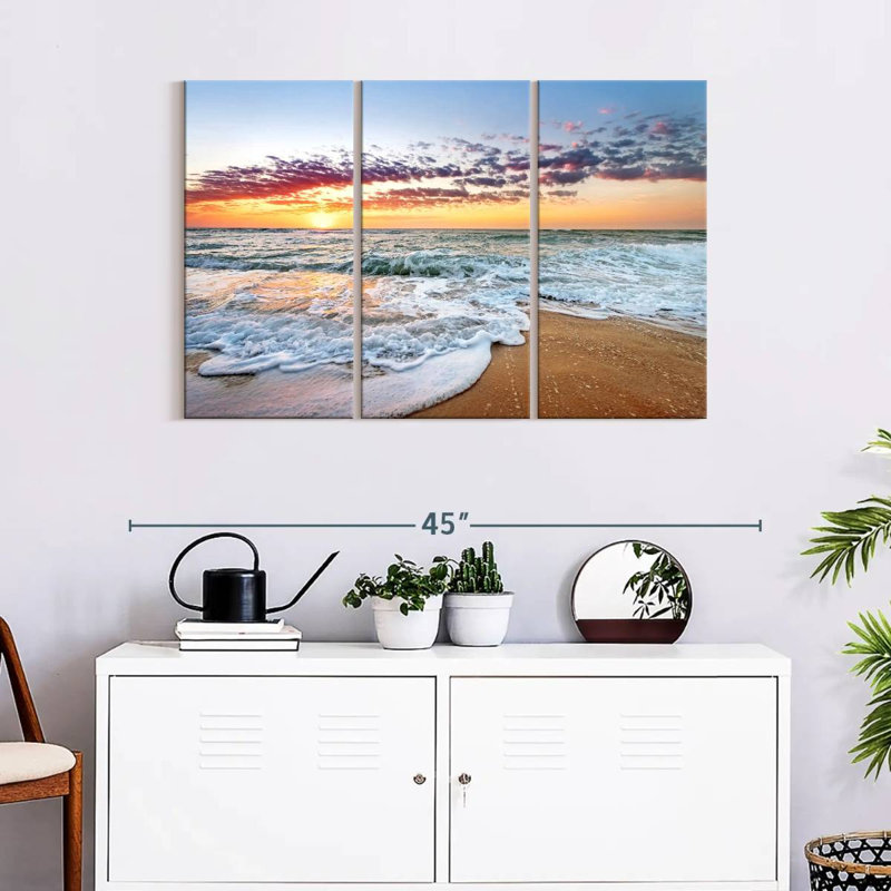 " Cancun Beach " 3 - Pieces, 24" H x 38" W x 1.25" D