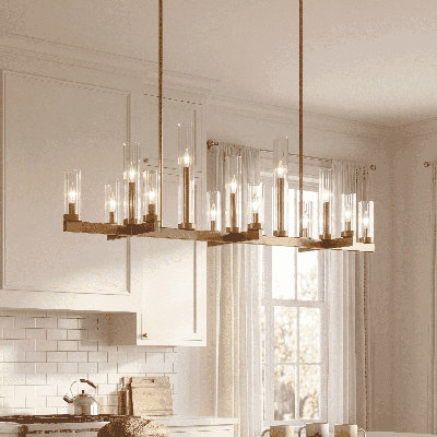 Fedler 13-Light Linear Chandelier in Warm Brass